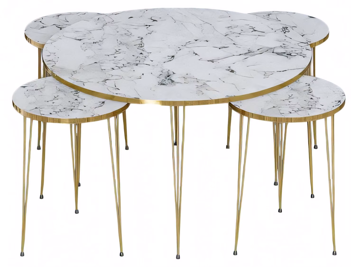 Eleganter weißer Holz-Couchtisch mit Beistelltischen im modernen Stil