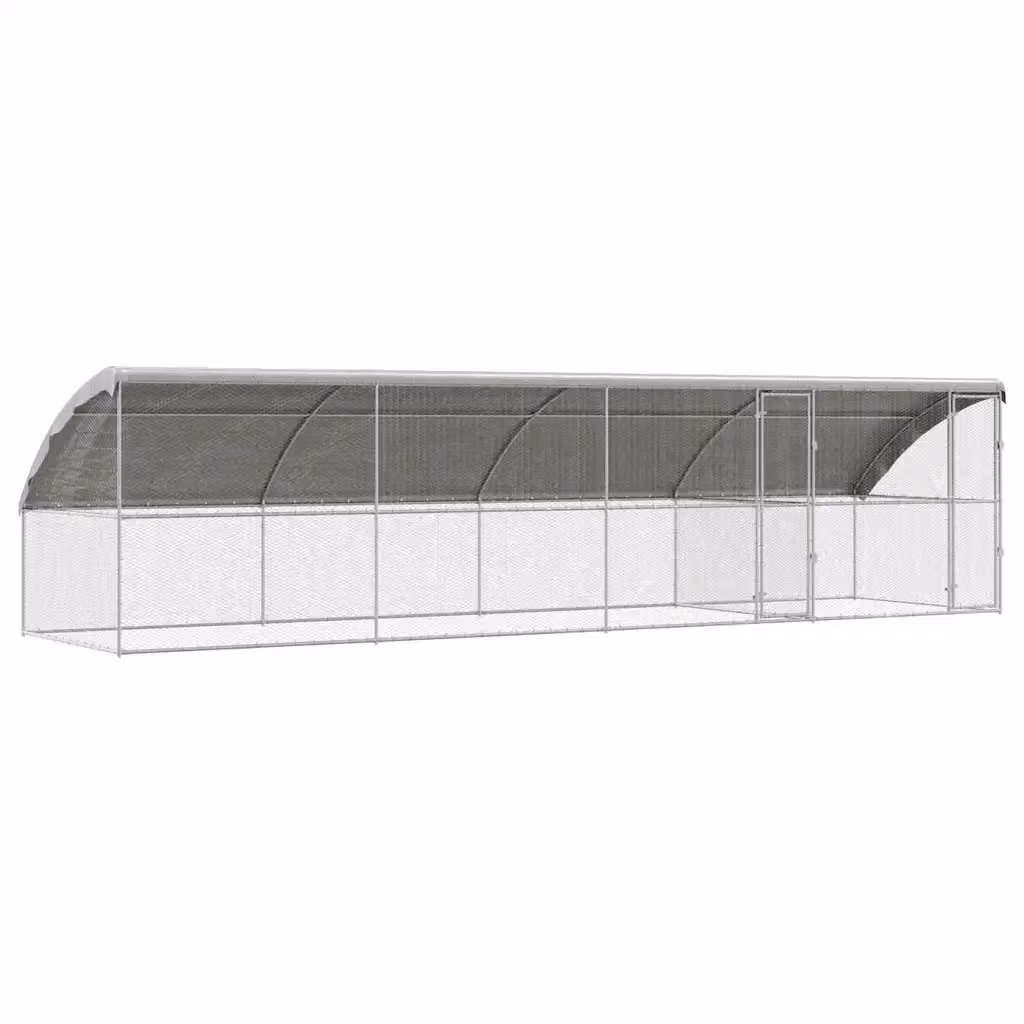 Set di 4 gabbie per polli vidaxl in acciaio zincato argento, H x L x P: 200 x 800 x 200 cm – 2