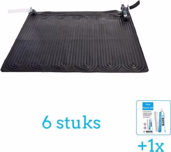 Tappetino solare per il riscaldamento della piscina - 28685 - 6 pezzi - Offerta speciale - Include kit di riparazione (1 pezzo) - Riscaldamento della piscina - Energia solare - Adatto a tutte le pompe di filtrazione da 32 e 38 mm