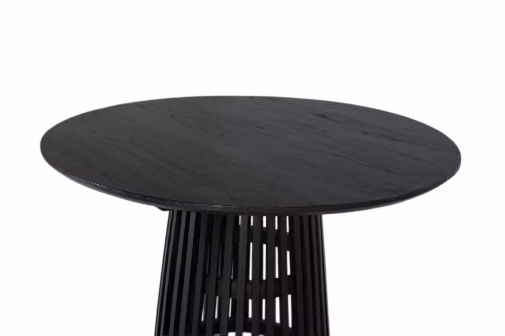 Tavolo da pranzo rotondo moderno Giner Y Colomer in legno marrone e nero con base a colonna centrale Diametro: 120 cm, Altezza: 79 cm – 2