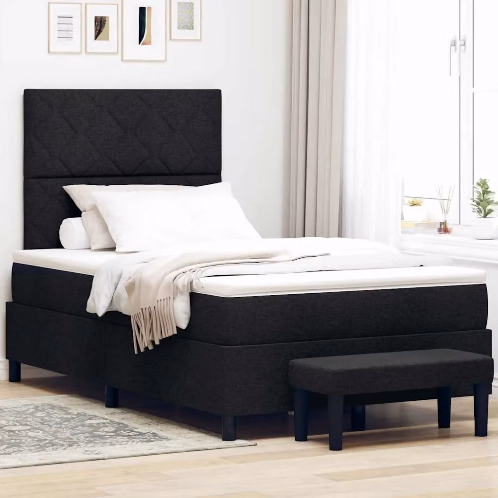 Letto ibrido con materasso e testiera vidaXL in tessuto nero L/P/H: 120 x 200 x 28 cm – 1