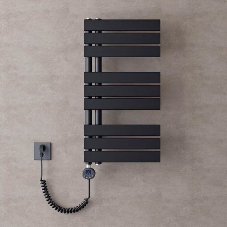 doporro Scaldasalviette Elettrico Bagno con Termostato Digitale e Funzione Timer 76x40cm 600W Antracite, Termoarredo Elettrico Temperatura Regolabile, Radiatore da Parete Verticale - FN