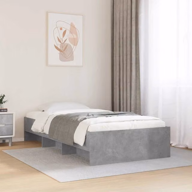 Letto moderno vidaXL con scaffale integrato in legno MDF Grigio, L/P/H: 200 x 80 x 83 cm