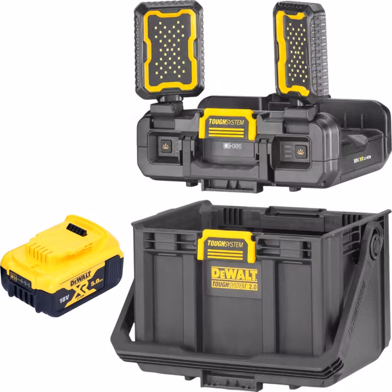 DeWalt DWST08061-1 Cassetta portautensili con luci integrate 395 x 352 x 255 mm ToughSystem 2.0 + 1x batteria ricaricabile 5,0 Ah - senza caricabatterie