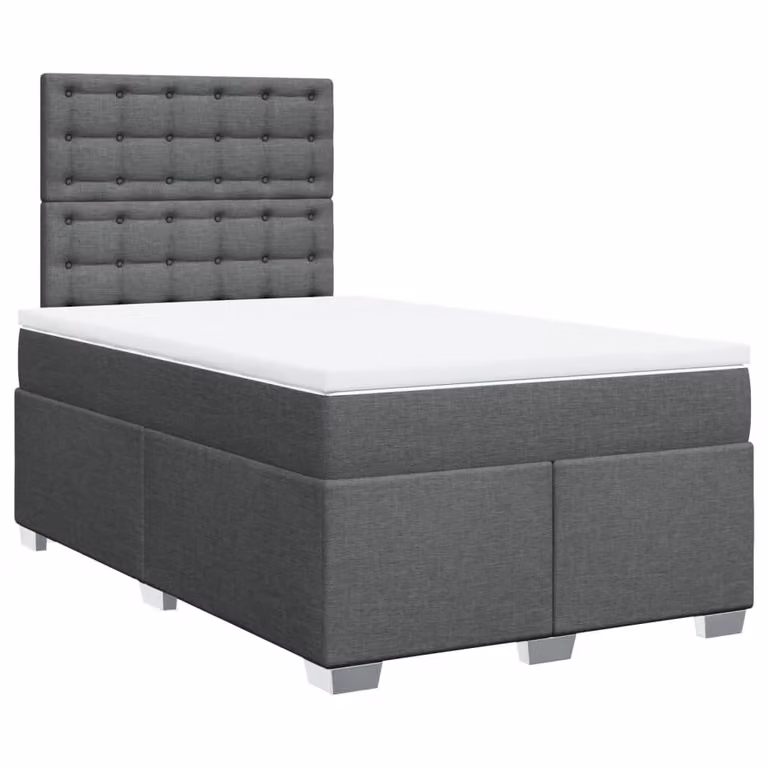 Giroletto a Molle con Materasso Grigio Scuro 120x190cm Tessuto