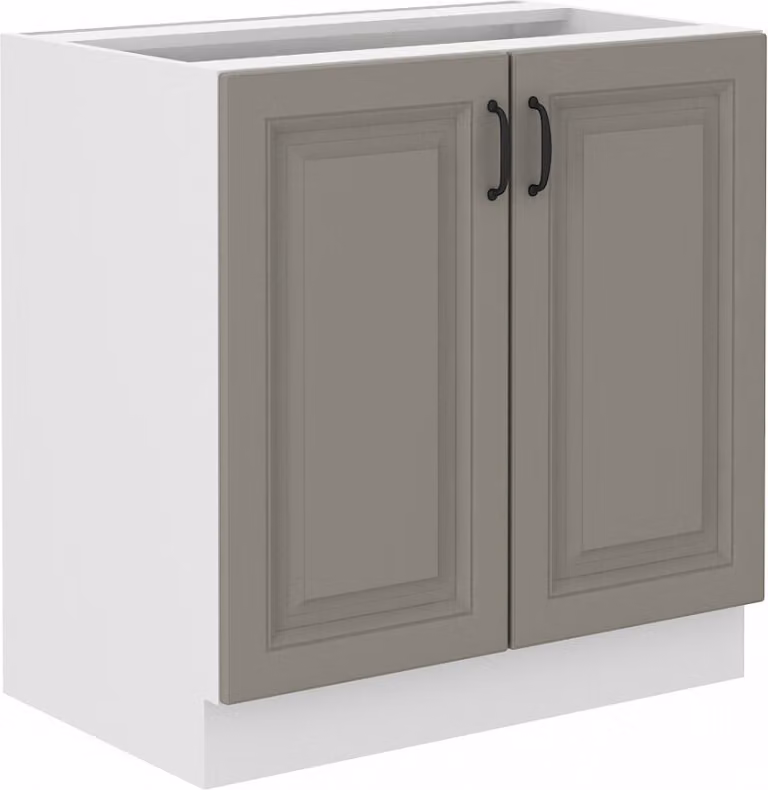 Armadietto inferiore a doppia anta SOPHIA - larghezza 80 cm, grigio chiaro / bianco