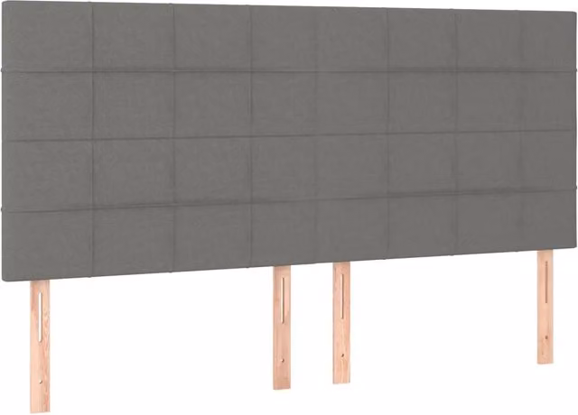 Testata per letto imbottita in tessuto grigio scuro con struttura in legno e MDF, L: 180 cm, P: 5 cm, H: 118-128 cm