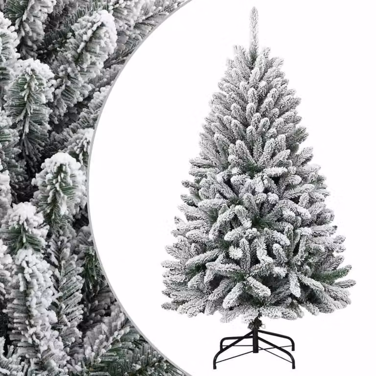Albero di Natale artificiale completamente ricoperto di neve, altezza 120 cm - Modello da pavimento, facile da montare