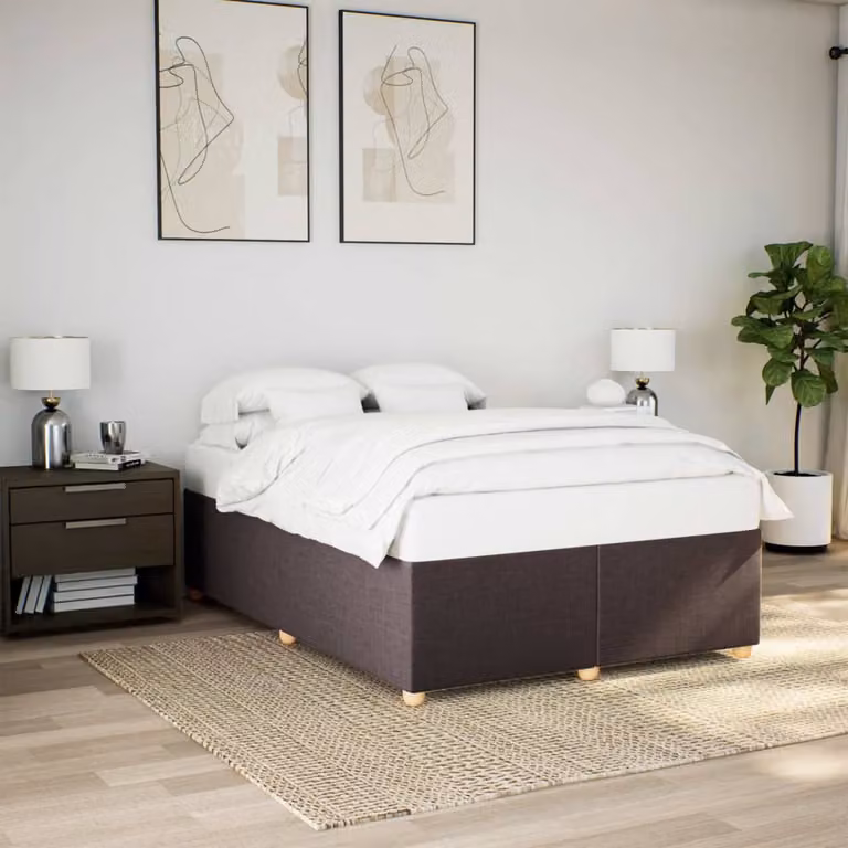 vidaXL Giroletto senza Materasso in Tessuto Marrone Scuro L: 160 cm, P: 200 cm