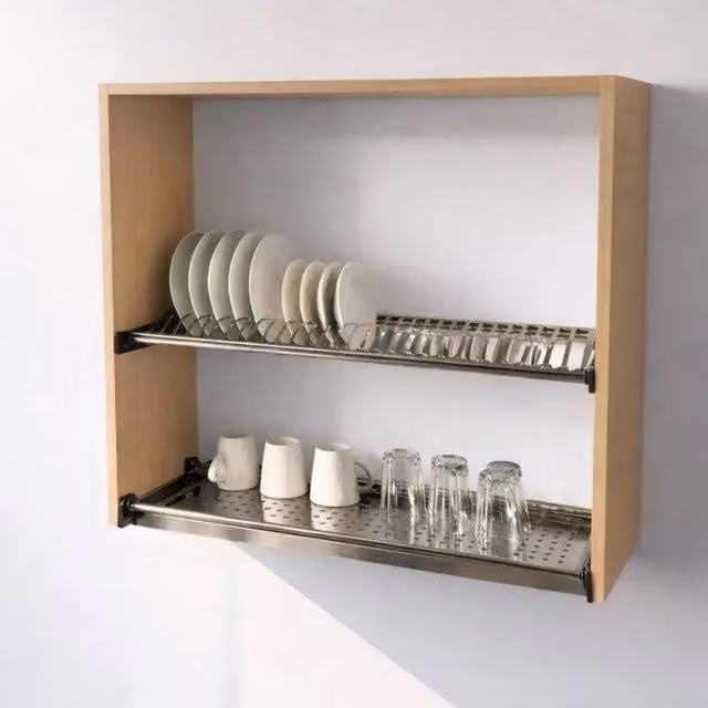 Pensile Scolapiatti Calandrelli in Faggio Beige H 72 x L 80 x P 33 cm