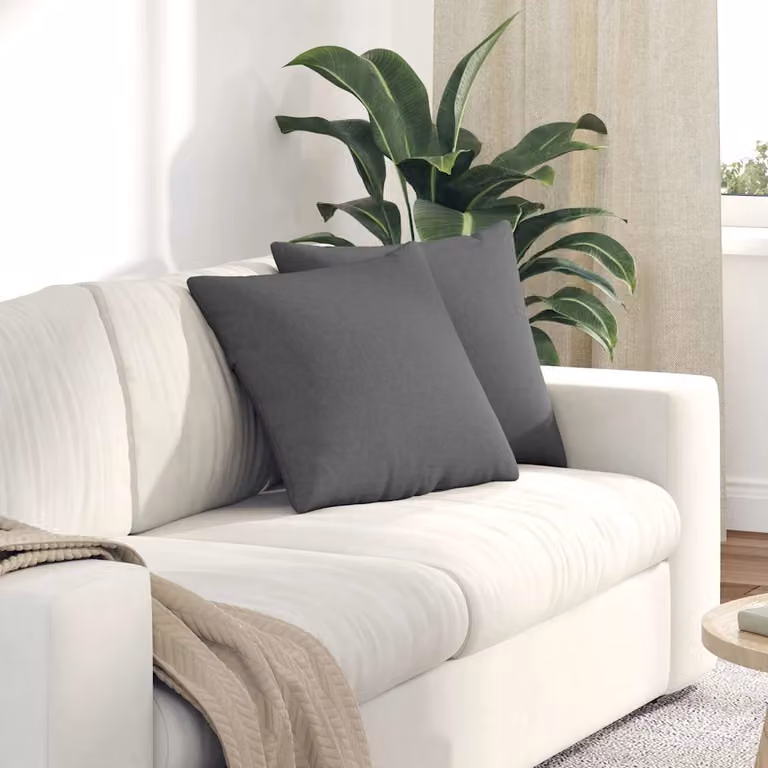 Set di 2 cuscini da divano quadrati vidaXL in tessuto grigio, L 45 cm x P 45 cm x H 45 cm