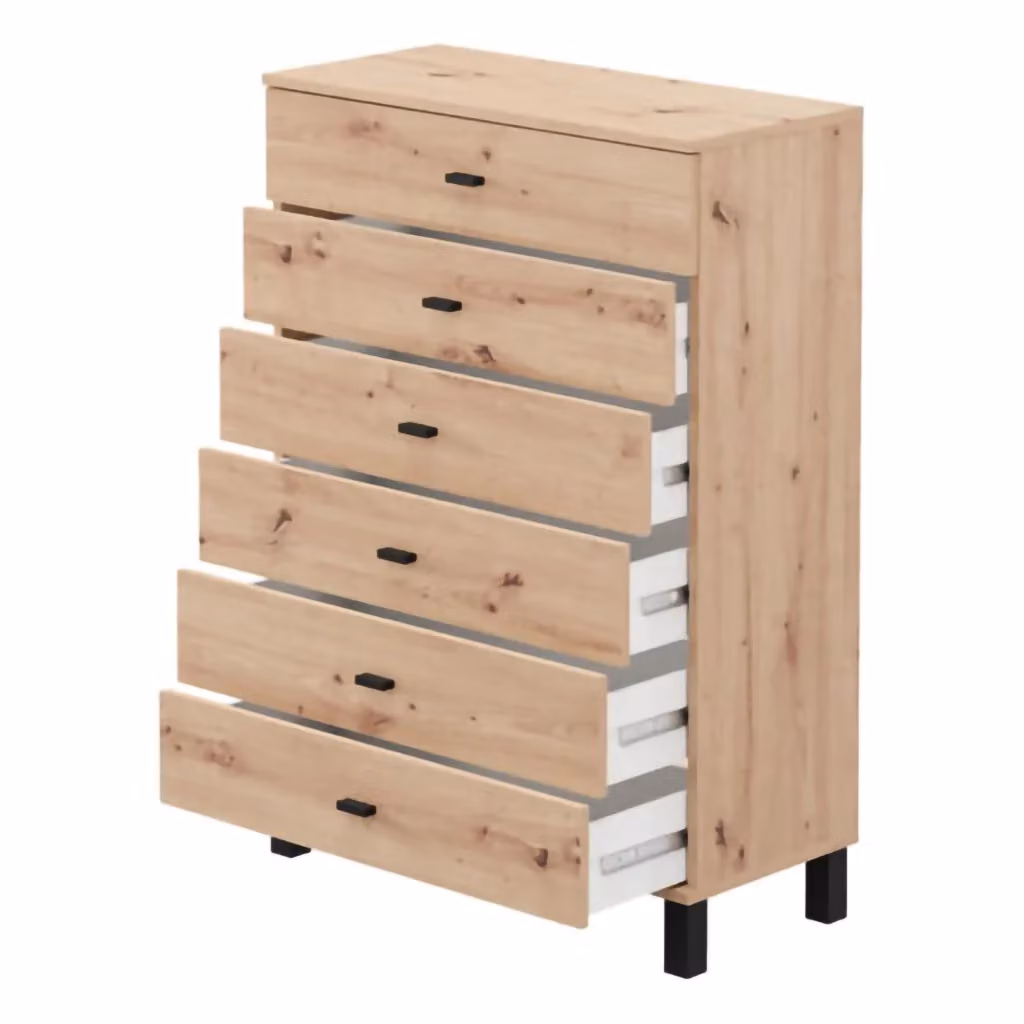 Madia Otaval DMORA con 6 cassetti in rovere nodi marrone L: 77 cm, P: 35 cm, H: 110 cm – 2