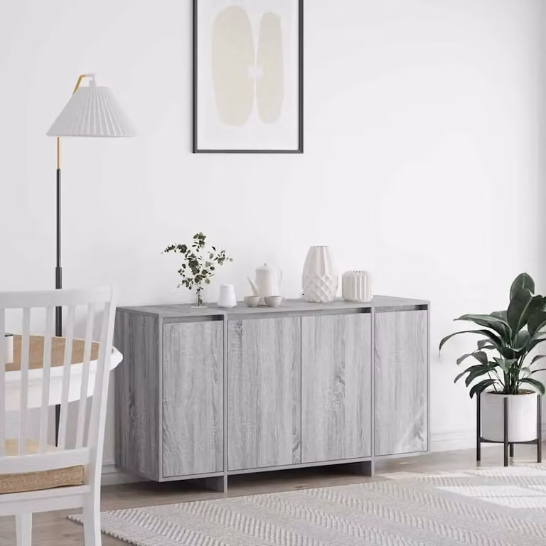 Credenza vidaXL in legno ingegnerizzato Grigio Sonoma, design minimalista per soggiorno o sala da pranzo, L 135 x P 41 x H 75 cm