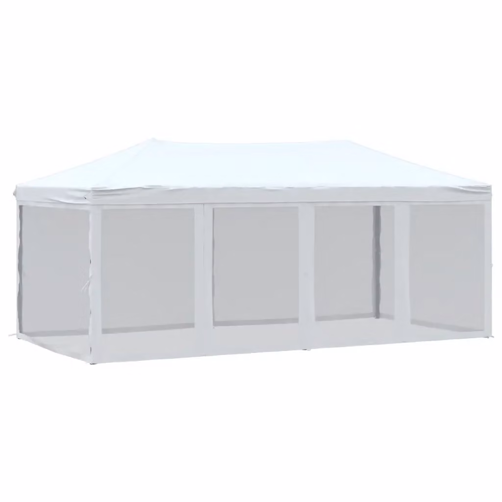 vidaXL Tenda per Feste Pieghevole con Pareti Laterali con Finestre Bianco – 2