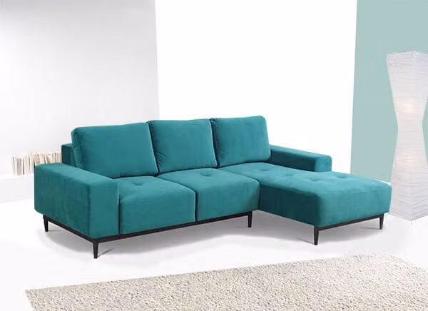 Divano ad angolo divano ad angolo divano imbottito letto ad angolo box funzione letto blu-verde recamiere destra