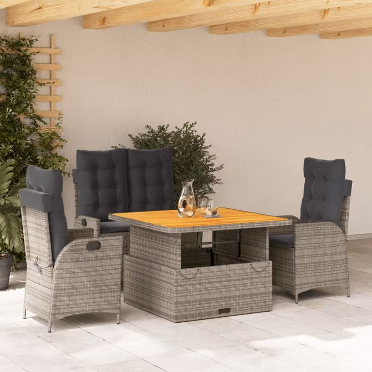 Maison Exclusive - Set da Pranzo da Giardino 4 pz con Cuscini in Polyrattan Grigio