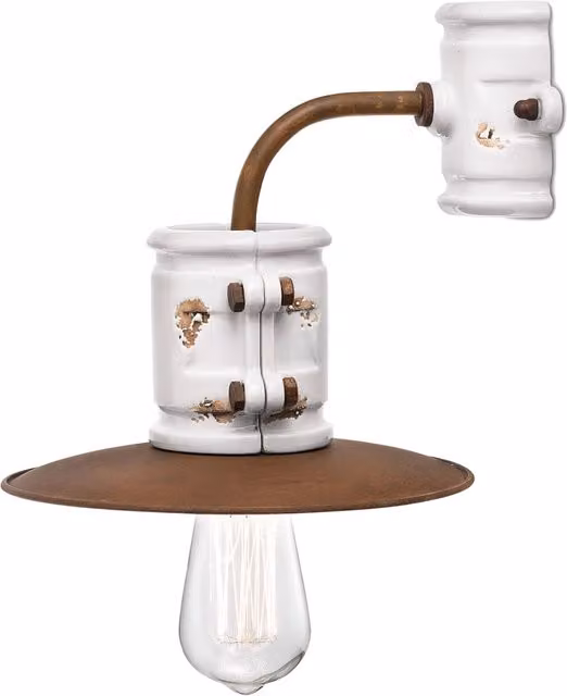 Applique Vintage Urban Ferro E Ceramica Bianco 1 Luce E27 25Cm