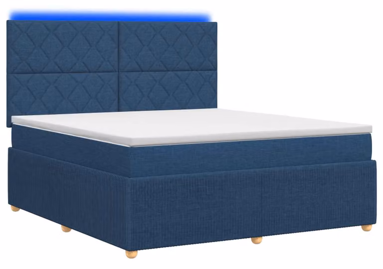 Letto boxspring LED con materasso blu 180 x 200 cm Tessuto