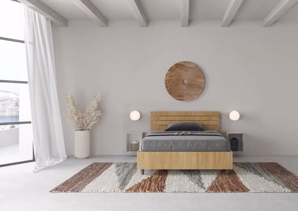 Letto Ankel con Contenitore e Rete GIORDANOSHOP, 1 Piazza e Mezzo, Colore Quercia Natura, L/P/H: 120 x 200 x 127 cm – 2
