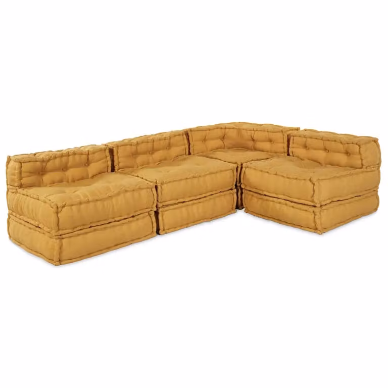 vidaXL Unità di Divano Modulare Tessuto Giallo 210 x 140 x 56 cm