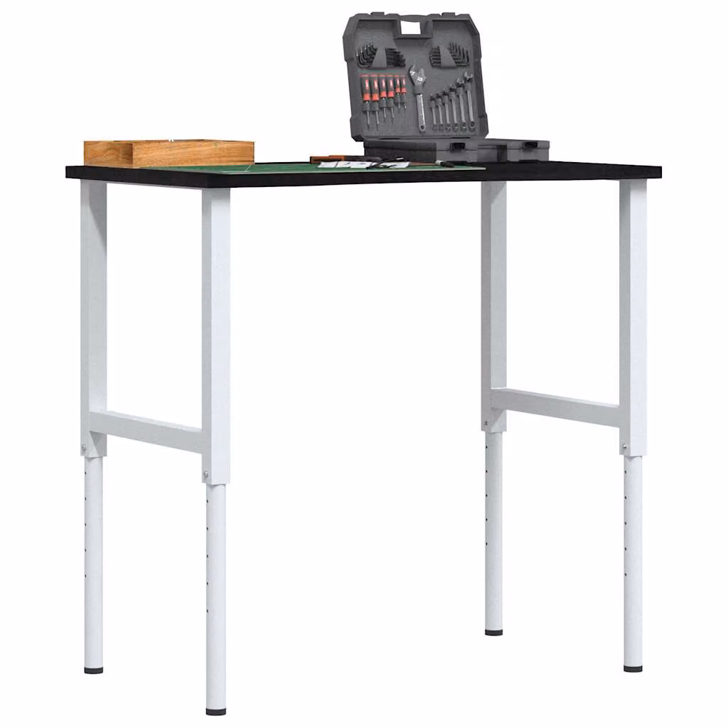 vidaXL Banco Lavoro in Legno e Metallo, Disponibile in Marrone, Grigio o Nero, L: 100 cm, P: 60 cm, H: 71,5-98 cm