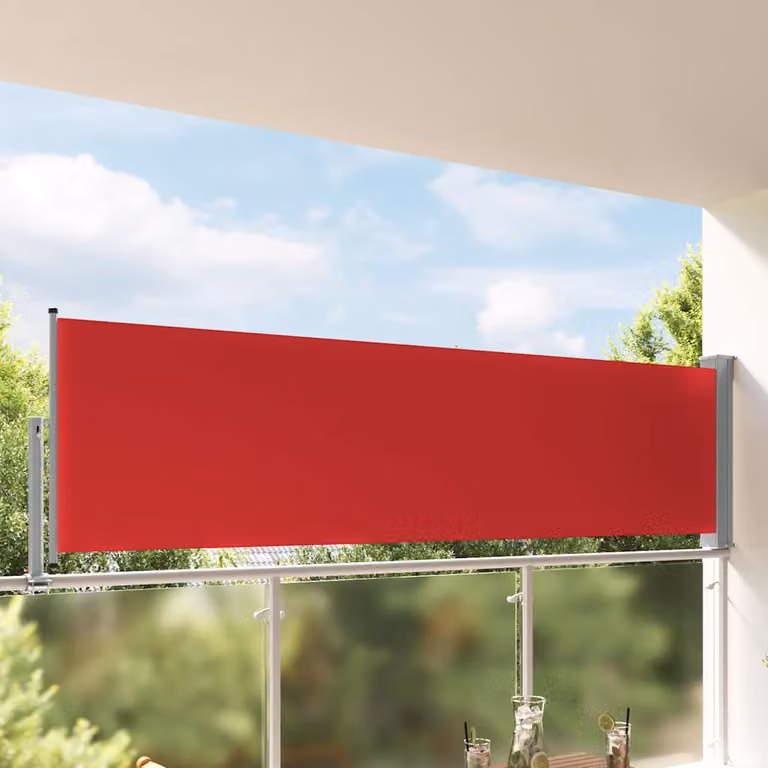 Tenda Laterale Retrattile per Patio vidaXL in Poliestere e Acciaio, Rossa, L: 300 cm, H: 100 cm