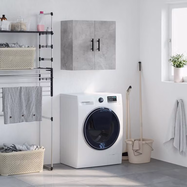 Mobile a parete vidaXL in legno multistrato e MDF, colore grigio cemento, L 60 cm x P 31 cm x H 60 cm