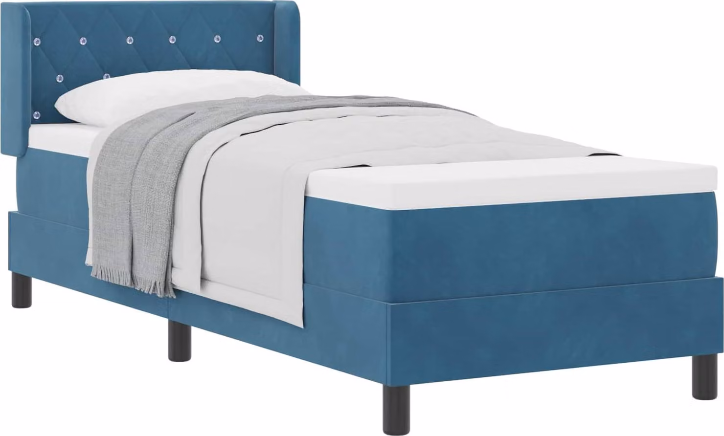 Letto boxspring con materasso blu scuro 200 x 80 cm in velluto