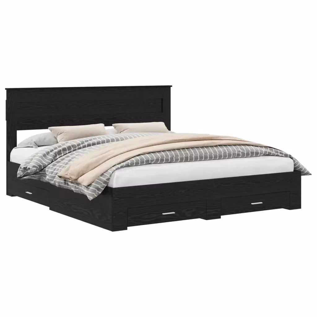 Struttura del letto moderna vidaXL con cassetti in Rovere Nero, L 180 x P 200 cm – 2