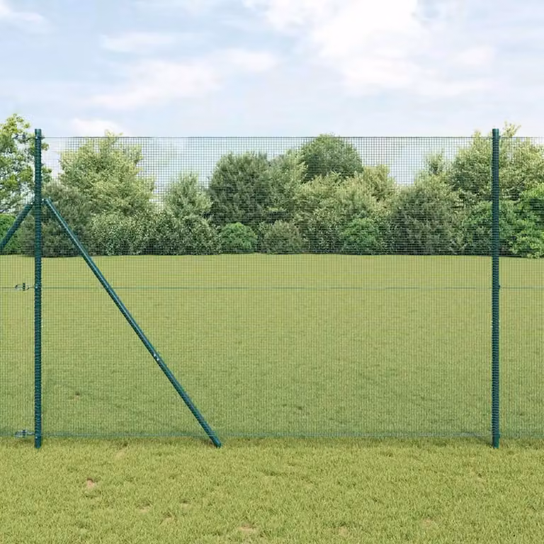 Recinzione a rete saldata vidaXL da fissare a terra in acciaio rivestito in PVC, Verde, L: 25 m, H: 1,5 m