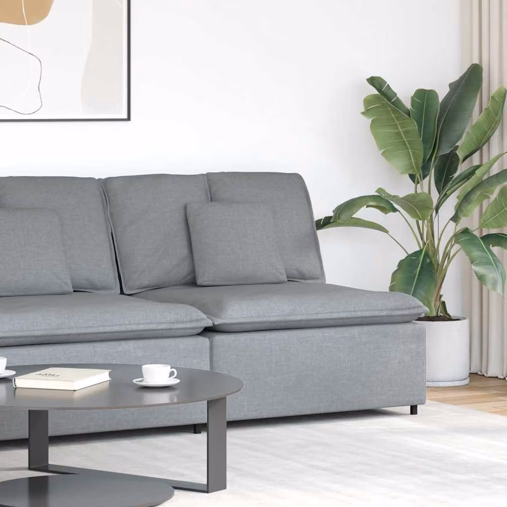 vidaXL Modulo Centrale di Divano Modulare con Cuscini Grigio Chiaro L: 100 cm