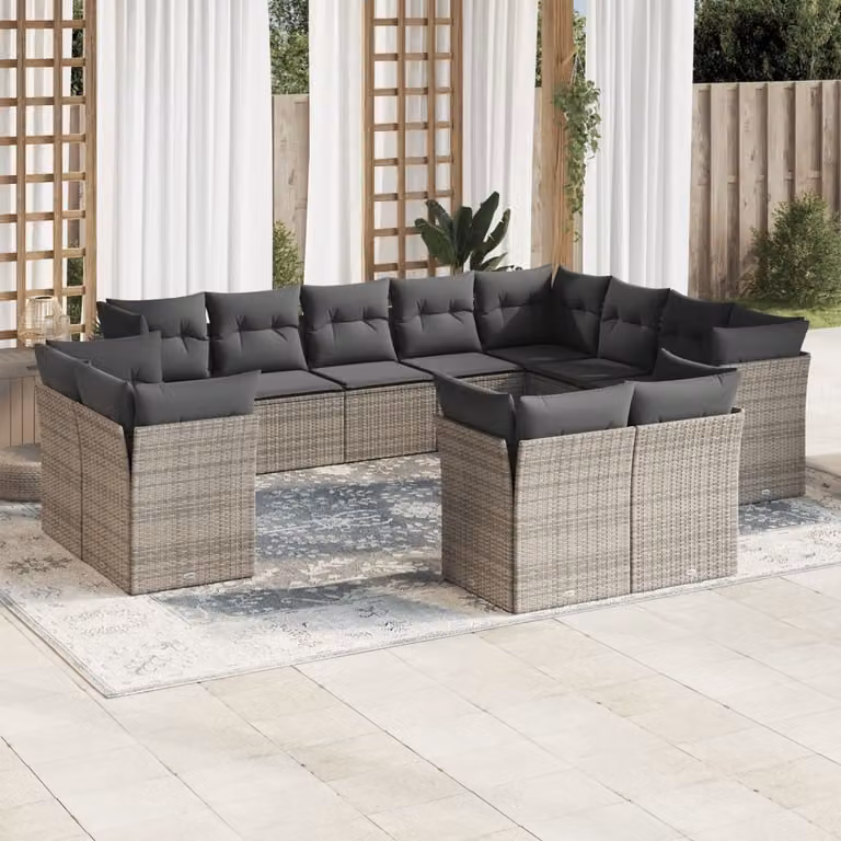 Maison Exclusive - Set Divani da Giardino 12 pz con Cuscini Grigio in Polyrattan