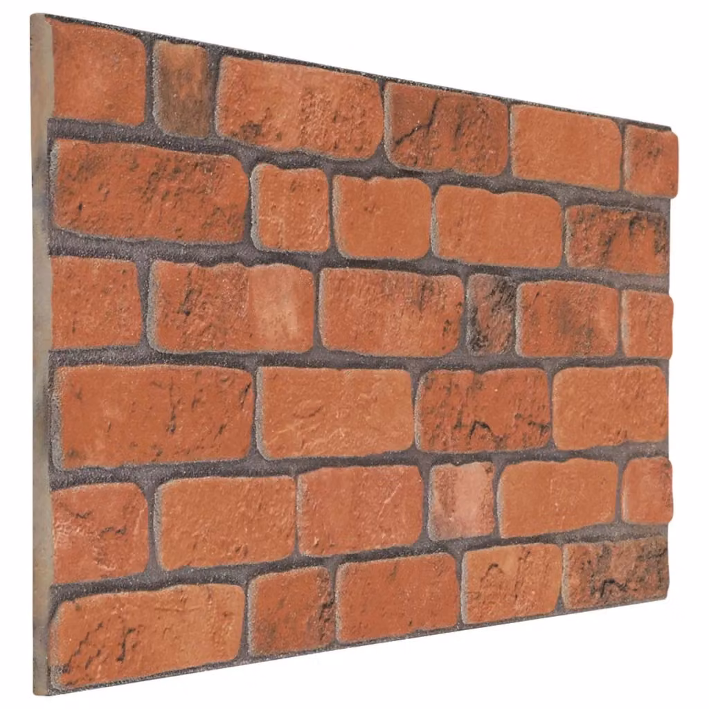 Set di 10 pannelli da parete autoadesivi in schiuma EPS color terracotta con design geometrico rustico, L: 100 cm x H: 50 cm, modello CFW8911099 – 2