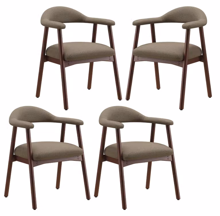 Set di 4 moderne sedie da pranzo in stile scandinavo, con seduta imbottita per un maggiore comfort, gambe in legno massello, schienale ergonomico che avvolge la schiena, colore marrone