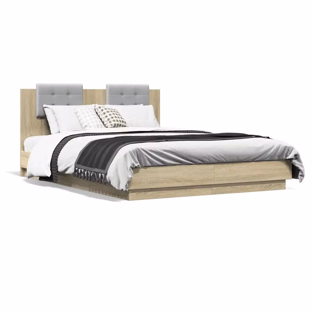 Giroletto con Testiera vidaXL in Legno Rovere e Grigio, L/P/H: 120 x 200 x 32 cm – 2