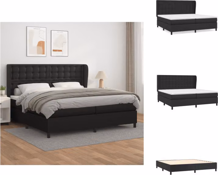 vidaXL Letto a molle con materasso nero 200x200 cm in Pelle finta - Letti e strutture letto