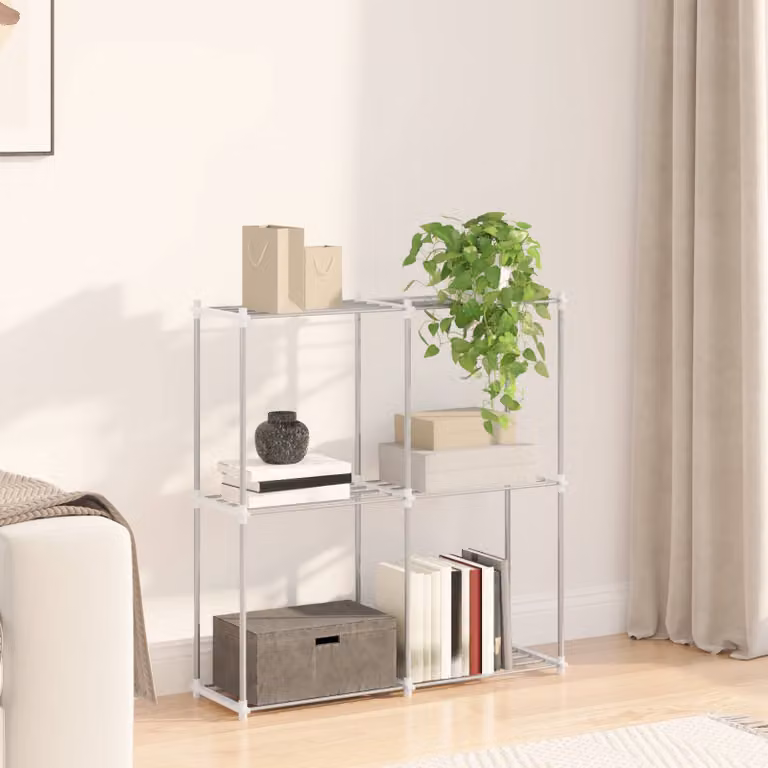 vidaXL Mensola moderna in metallo Bianco L: 86 cm, P: 27 cm, H: 90 cm