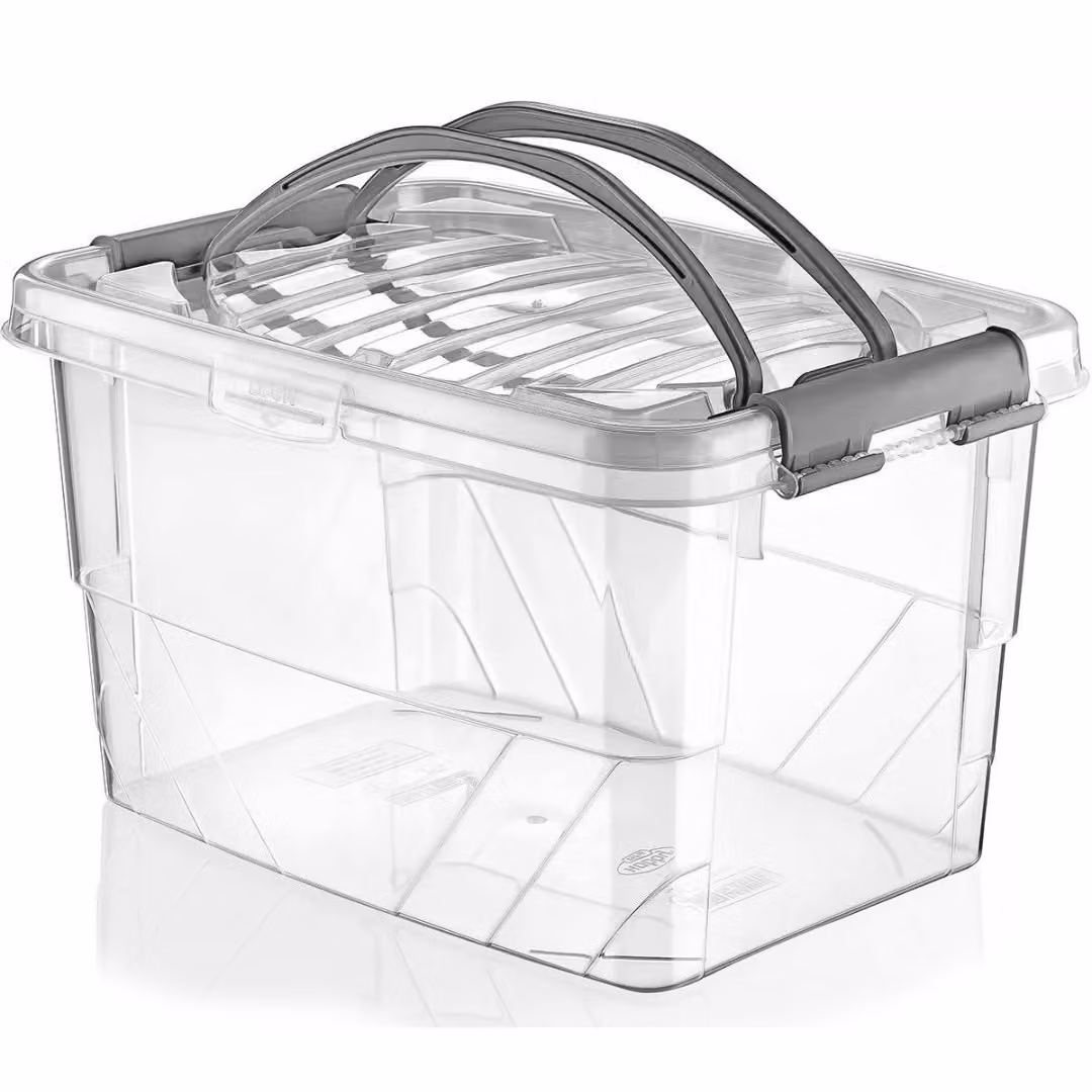 Contenitore di stoccaggio Scatola trasparente Scatola di plastica Scatola pieghevole Scatola di plastica con maniglie 13L