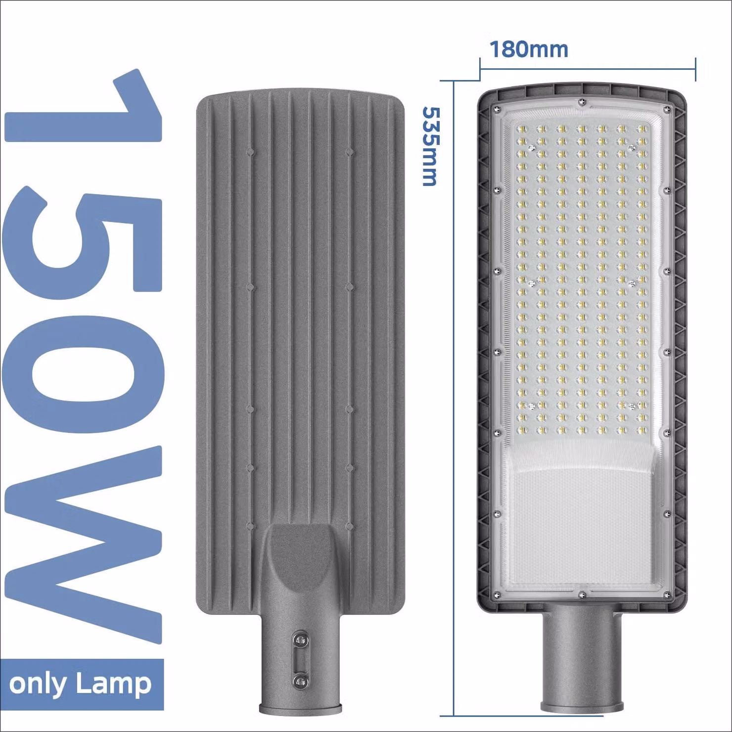 Illuminazione stradale a LED - Modello KHPL015 - 150 W - 6500 K - Grado di protezione IP67 - Alimentazione: 85–265 V AC - Materiale: alluminio - Per uso esterno
