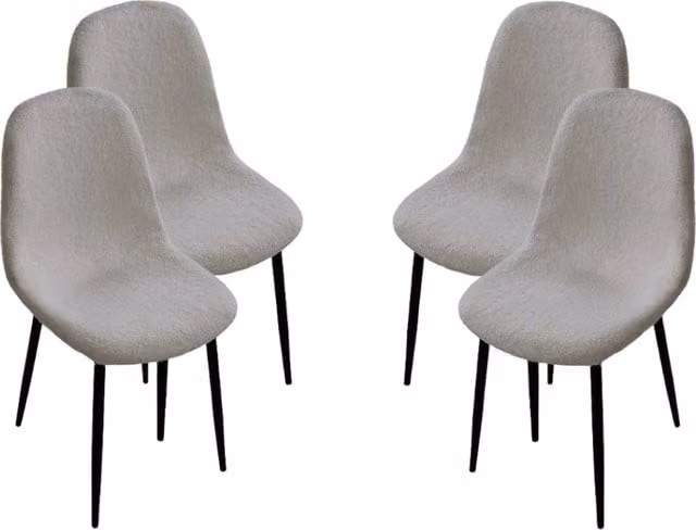 Set di 4 sedie imbottite Maury's in tessuto Teddy grigio con gambe nere L: 44 cm, P: 48 cm, H: 88 cm