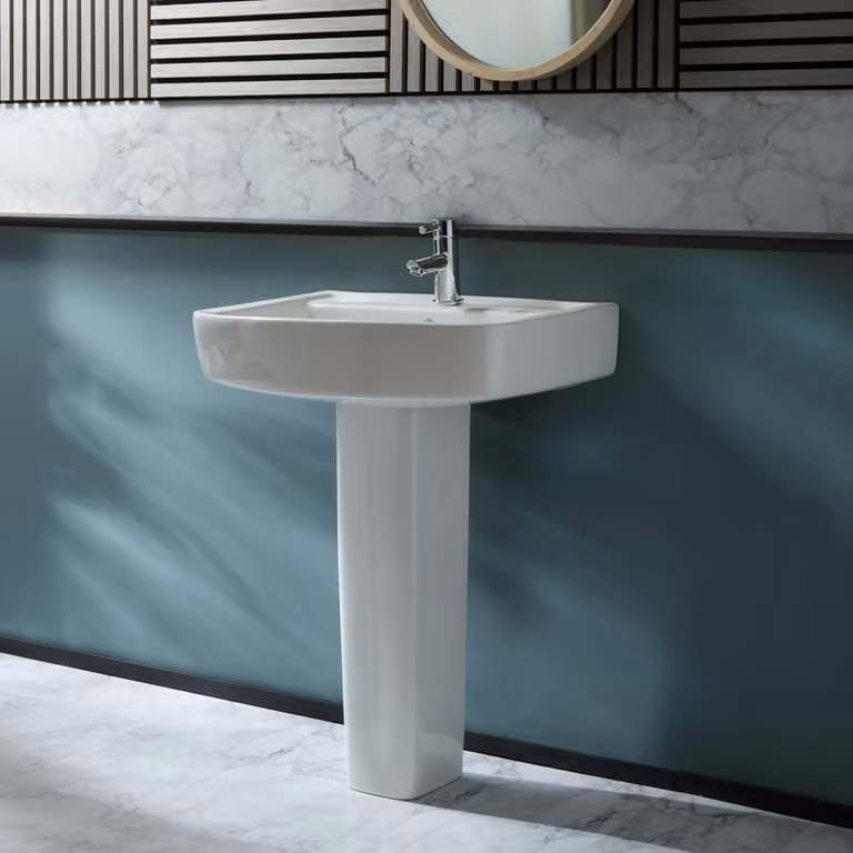 Lavabo Bagno A Colonna Quadrato Bianco 868 X 560mm - Exton