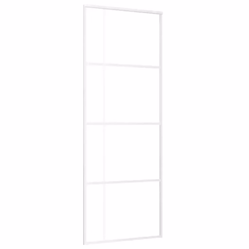 Porta Scorrevole Moderna vidaXL in Vetro e Alluminio Bianca L: 76 cm, H: 205 cm – 2