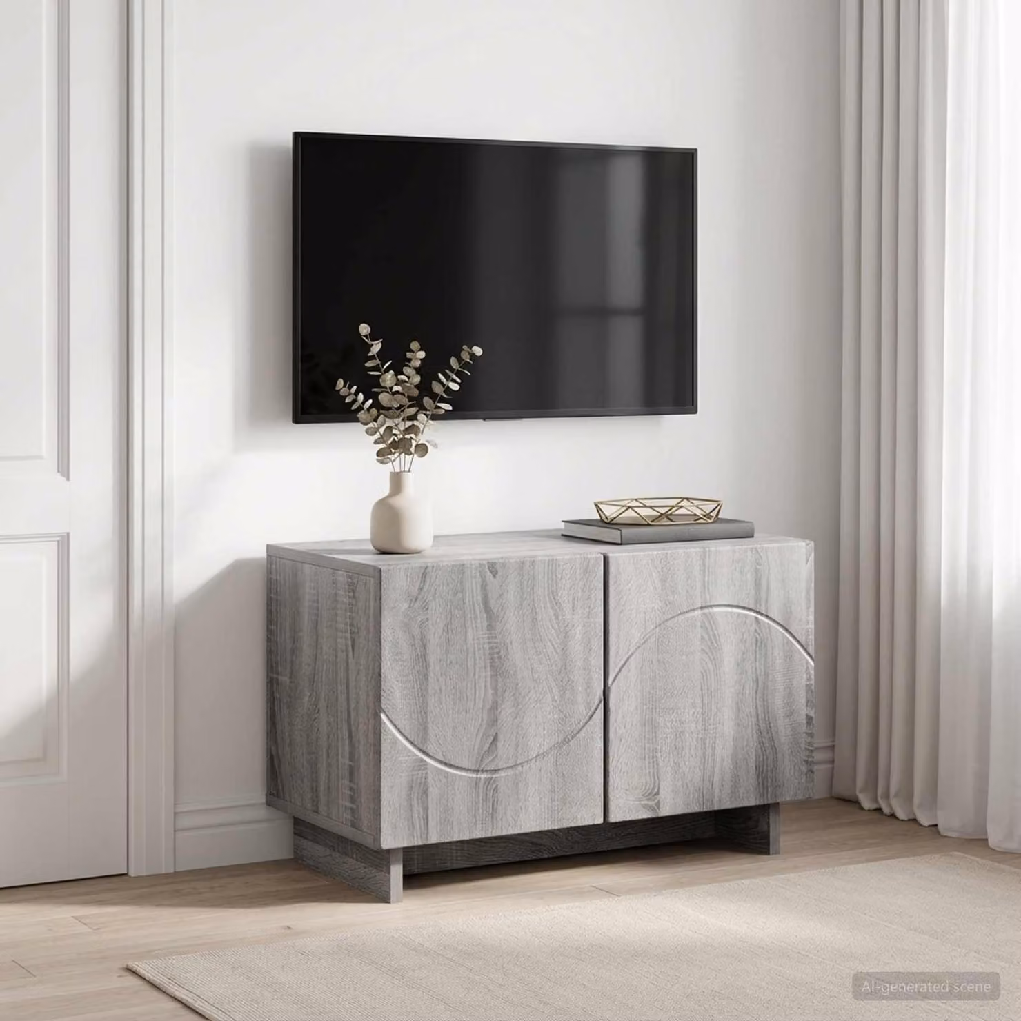 vidaXL Supporto TV moderno in legno e MDF grigio L 60 cm, P 34.5 cm, H 40 cm