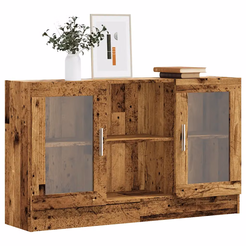 Credenza in stile classico vidaXL in legno marrone con dettagli in vetro, L 120 cm x P 30,5 cm x H 70 cm