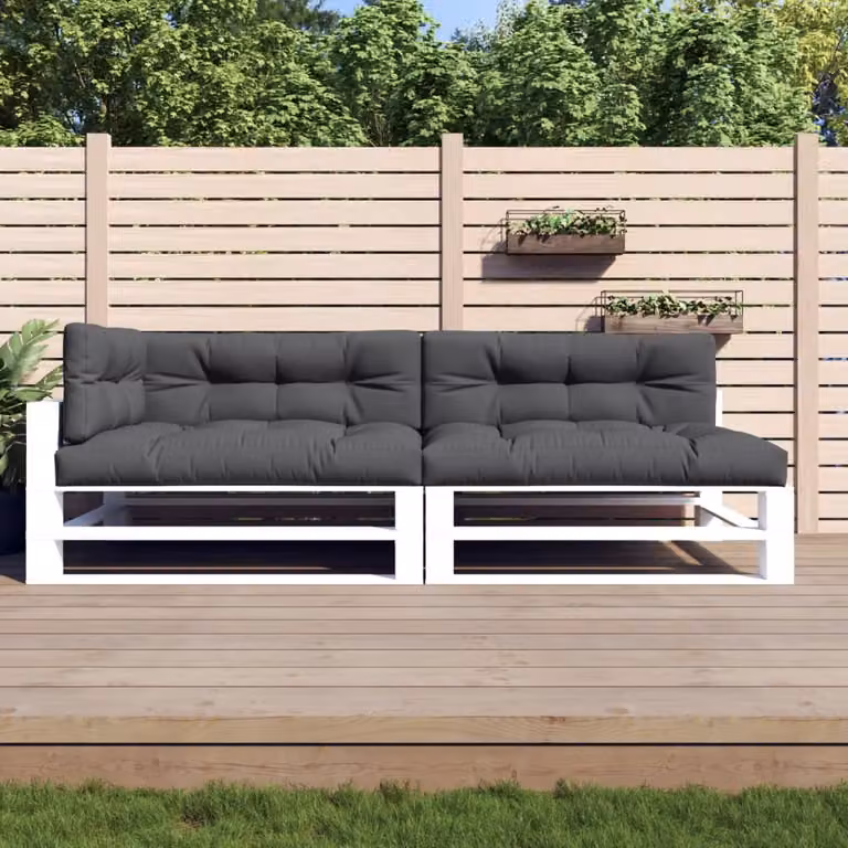 vidaXL Set di 5 Cuscini per Pallet Antracite in Poliestere Idrorepellente e Resistente ai Raggi UV L: 120 cm, P: 120 cm, H: 12 cm