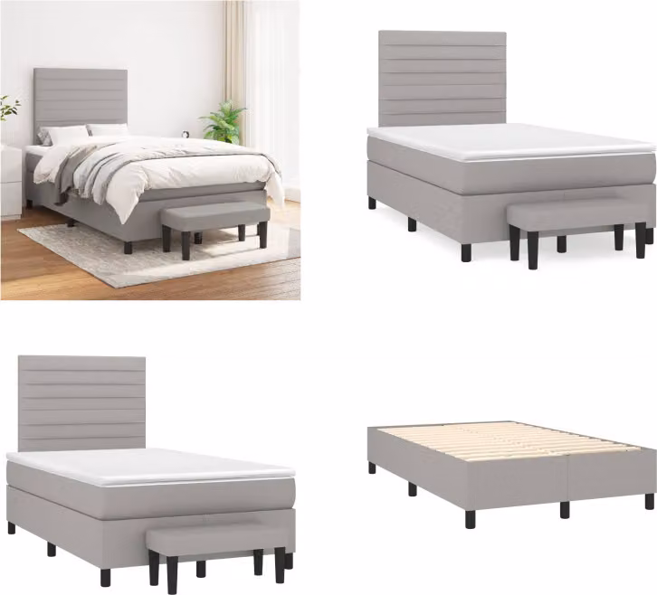 vidaXL Letto a molle con materasso in tessuto grigio chiaro 120x200 cm - Letto a molle - Boxspringbetten - Bett - Schlafzimmermöbel