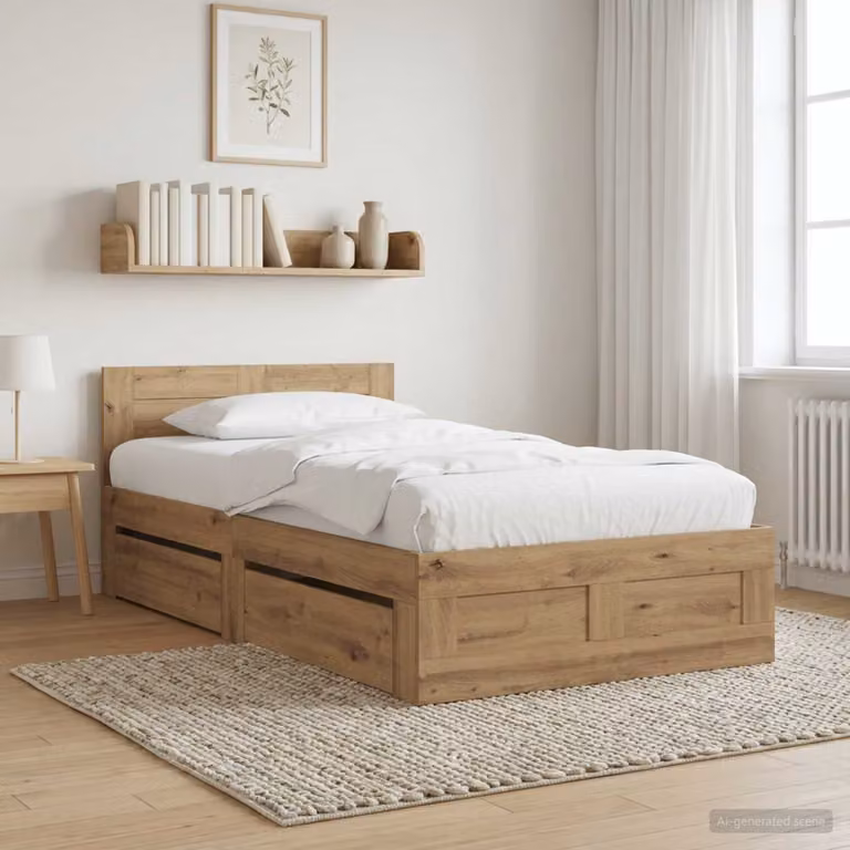 vidaXL Struttura del letto con 2 cassetti in legno Rovere Artigianale Marrone