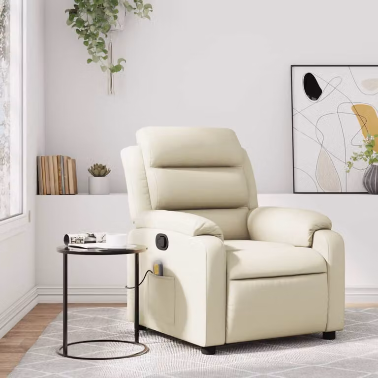 vidaXL Poltrona reclinabile relax in similpelle beige con braccioli