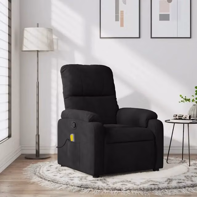 Poltrona reclinabile relax vidaXL in microfibra nera con braccioli per soggiorno