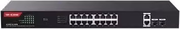 Switch IP-COM G1120P-16-250W Cloud Managed con 18 porte Gigabit Base-T, 2 porte SFP e PoE Budget Totale 230W, Nero